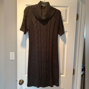 LOFT Charcoal Cable Knit Turtleneck Sweater Dress